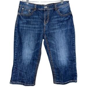 Live Hard Denim Women’s 14 Meets Blue Wash Crystal Studded Culotte Jean Shorts